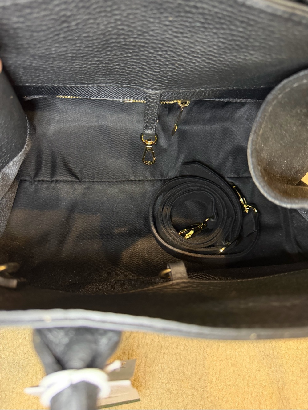 Anna Paola Black Leather Satchel Handbag - Picture 9 of 10